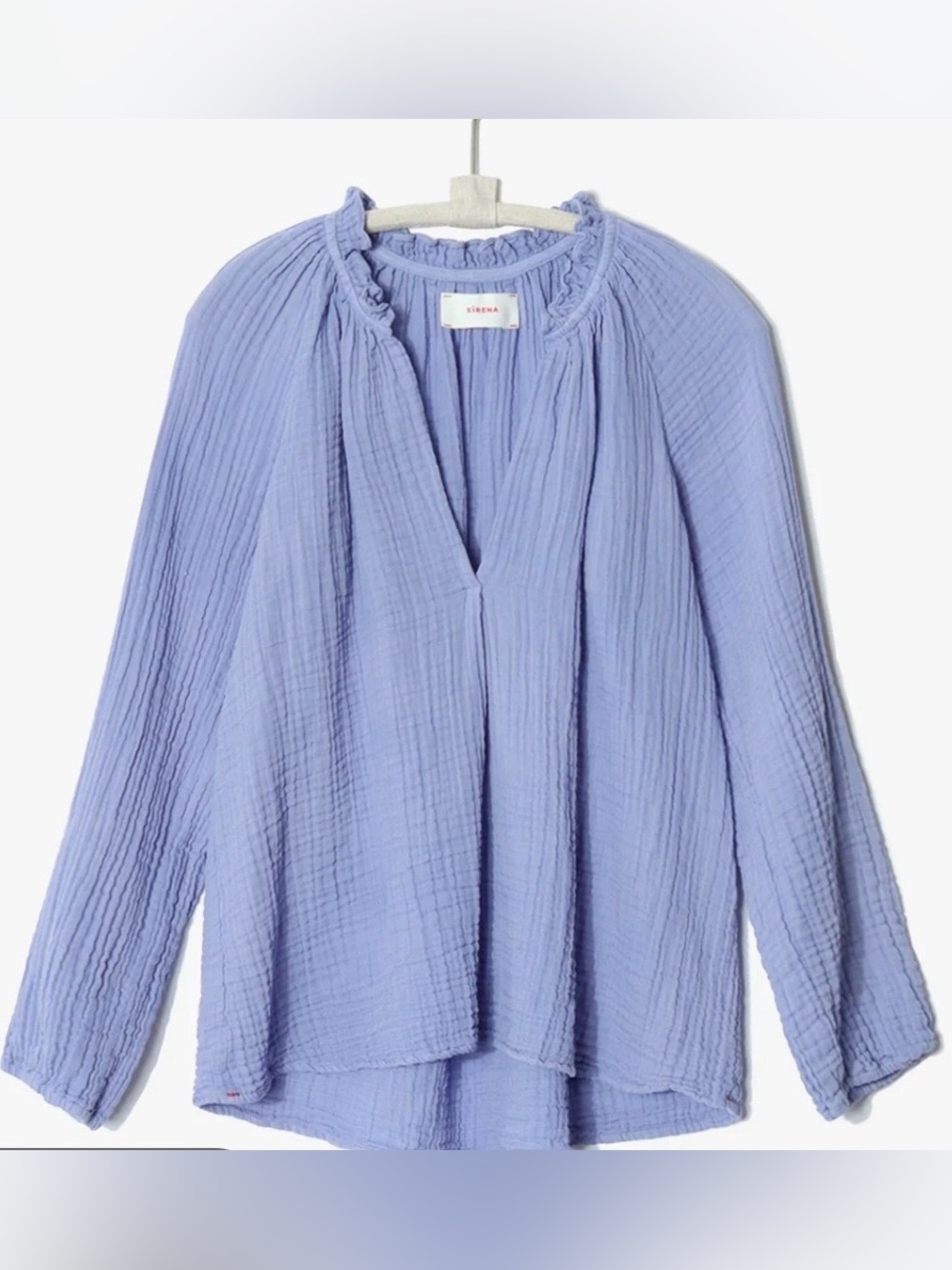 XiRena Camila V Neck Gauze Top Medium Long Sleeves Cotton relaxed fit